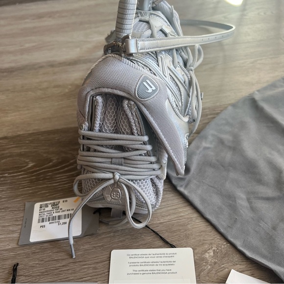 Like New! W/Tags! Balenciaga Sneakerhead silver top handle bag - Picture 6 of 15